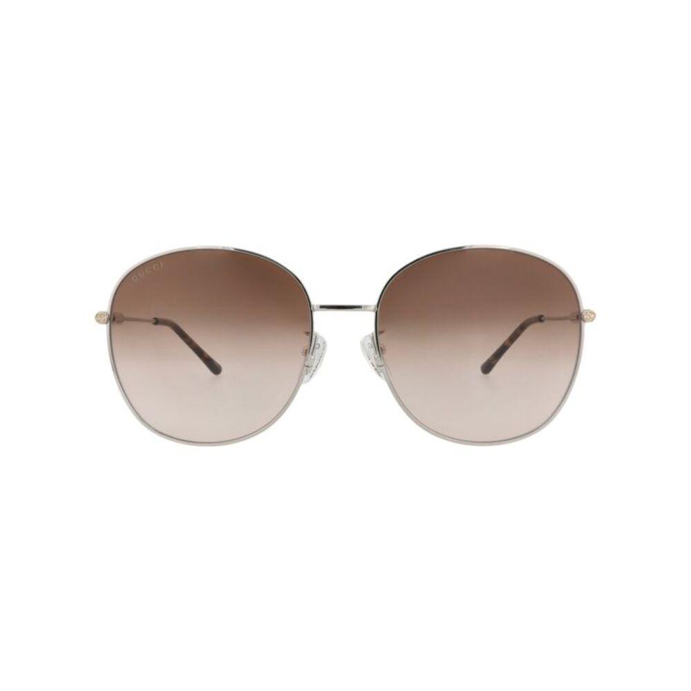 Gucci Round-Frame Metal Sunglasses Silver Womens